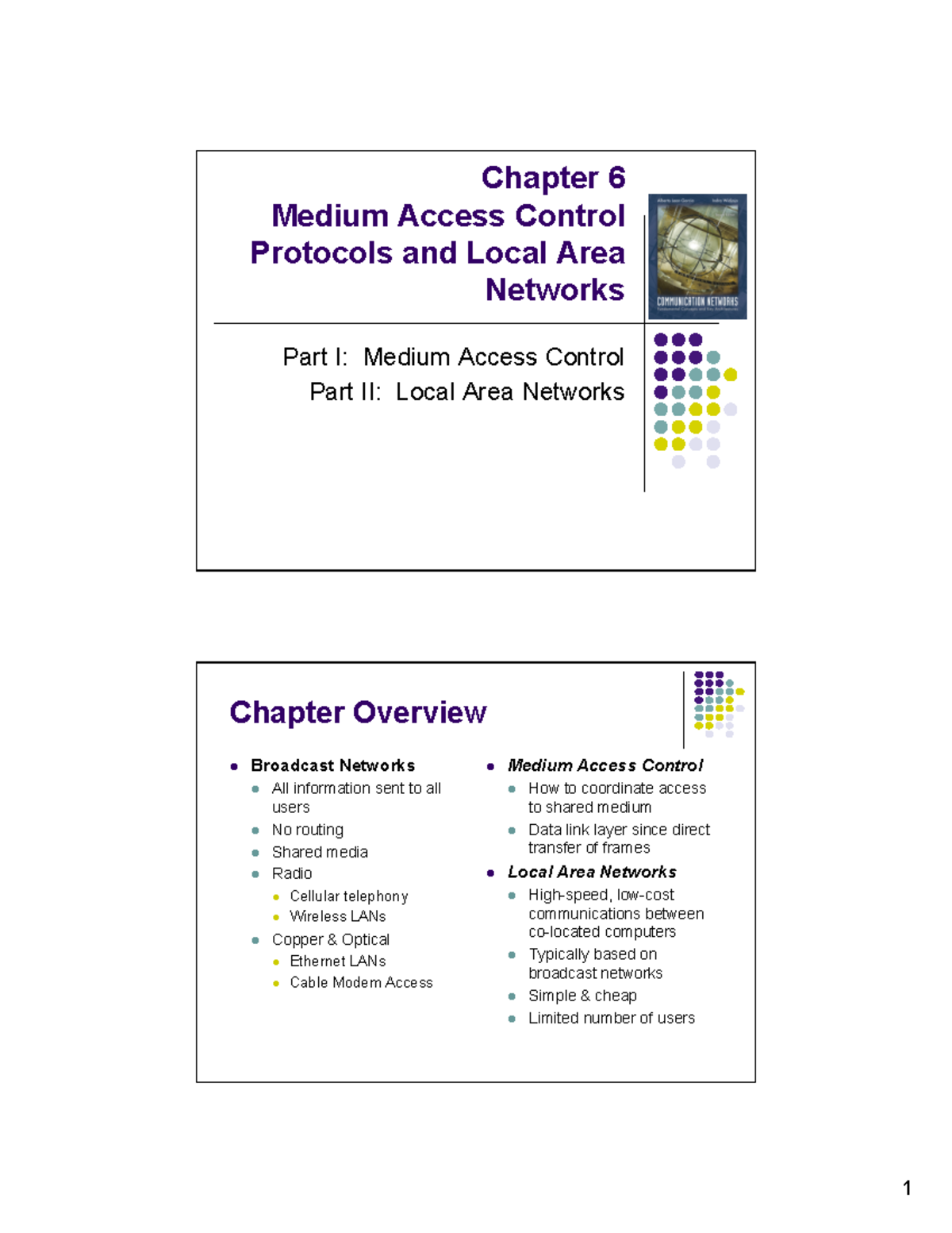 LECTURE 6 - MAC & LAN - Chapter 6 Medium Access Control Protocols and ...