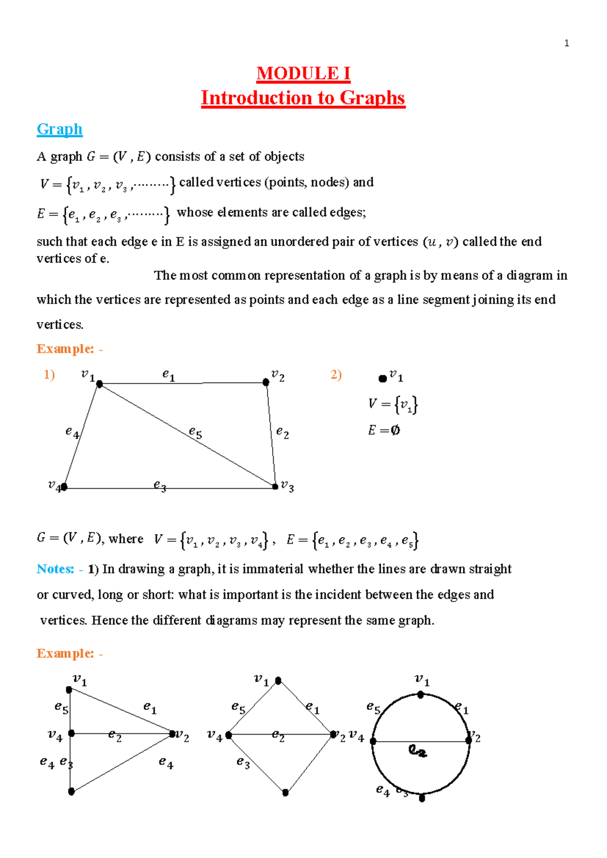 Introduction to Graphs - Lecture Notes for Module 1 - Studocu