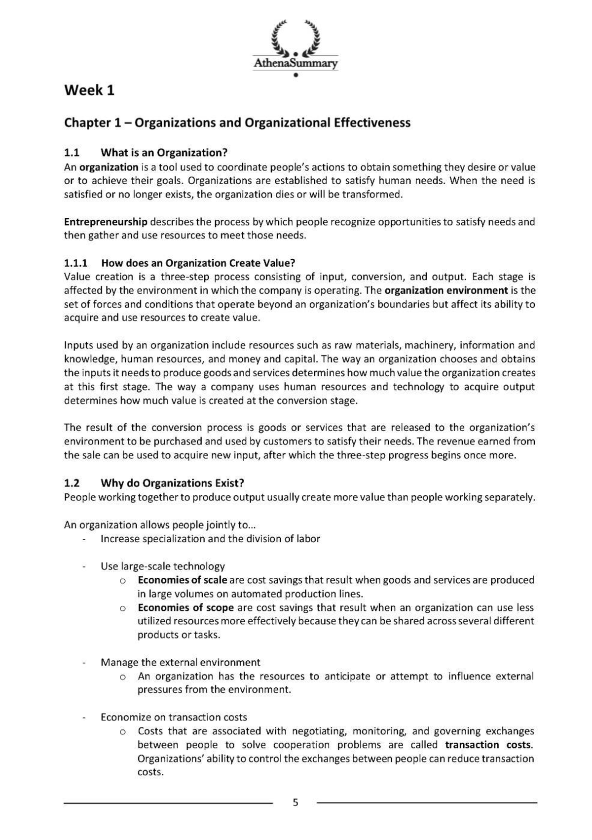 Organization Structure Summary 1-7: Understanding Effectiveness and ...