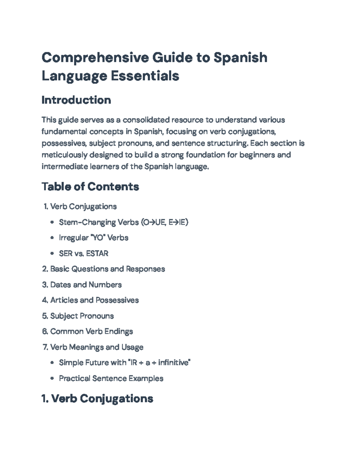 Comprehensive Guide to Spanish Language Essentials (SPAN 101) - Studocu