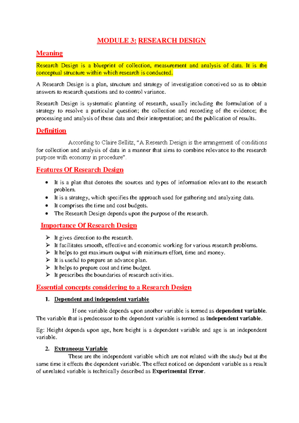 Module 3: Research Design Overview - BRM BCom - Studocu