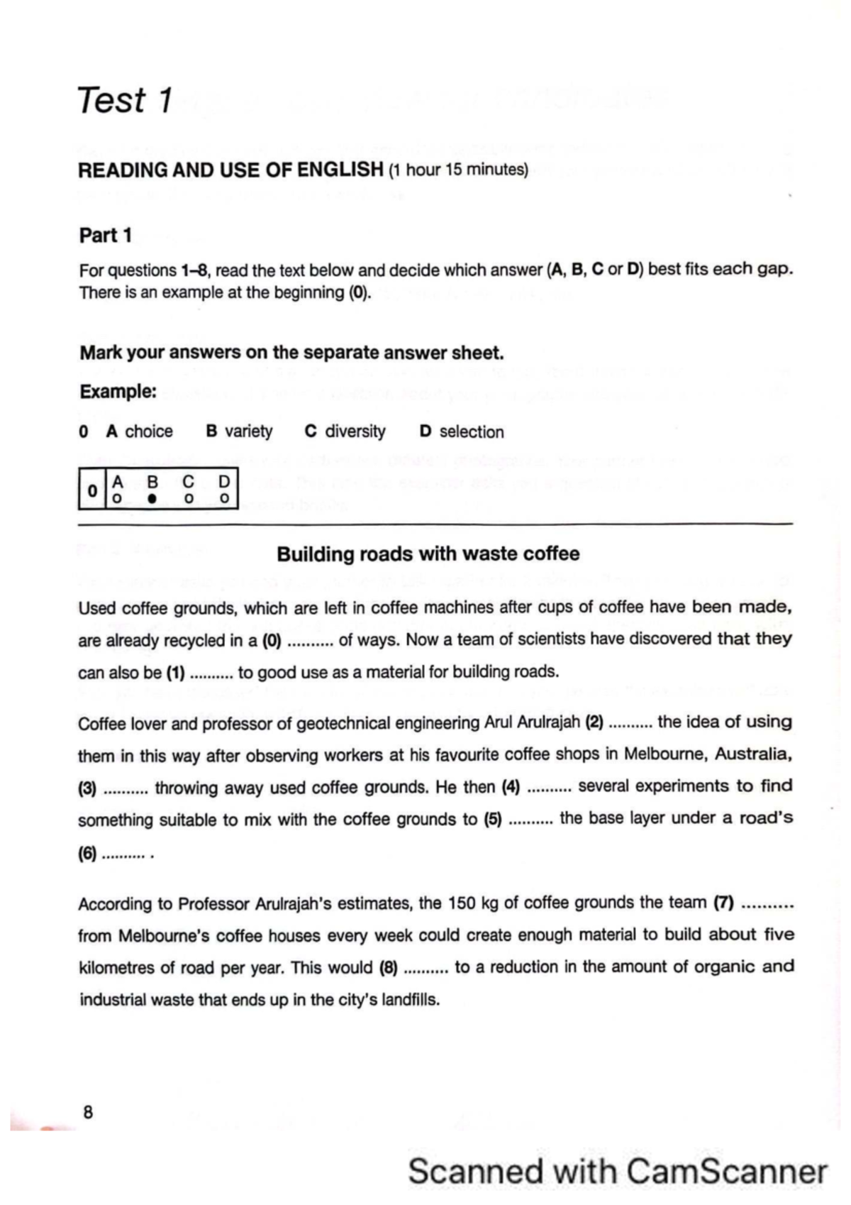 Test 1: Reading and Use of English for First for Schools - Studocu