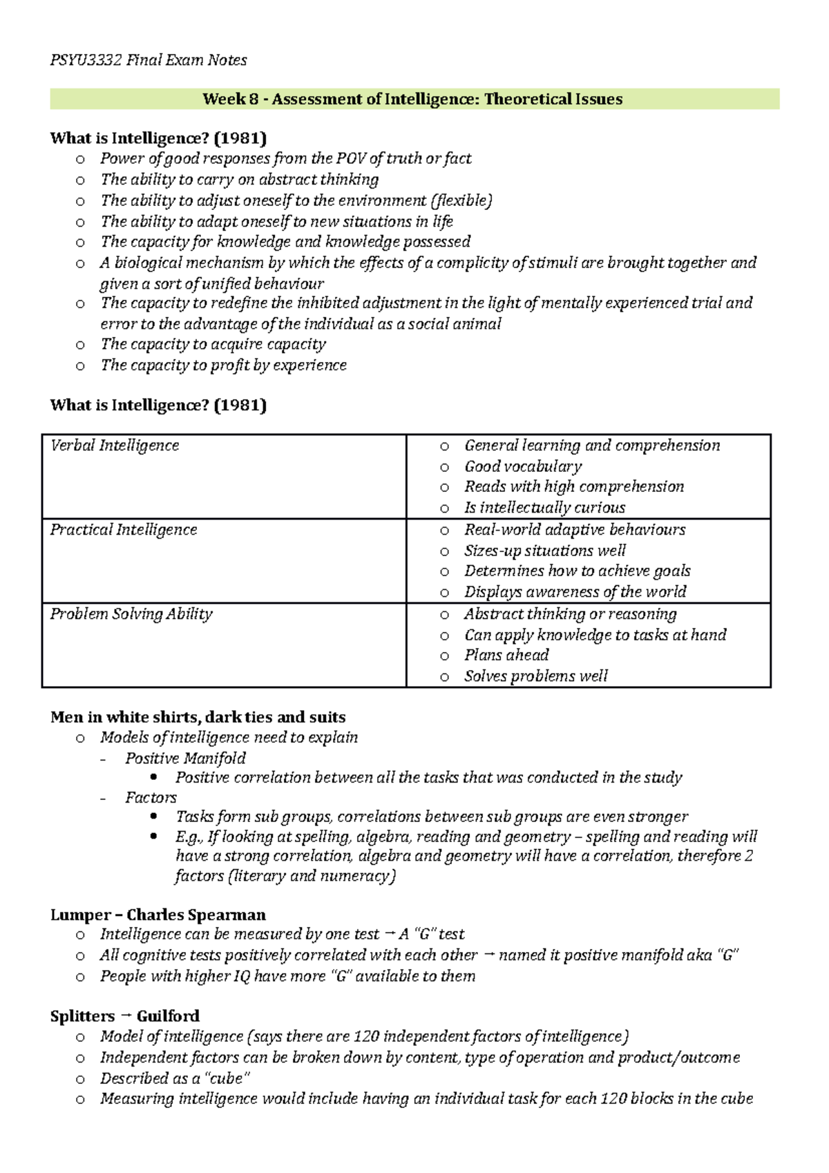 PSYU3332 Final Exam Notes Week 8-12 - , If looking at spelling, algebra ...