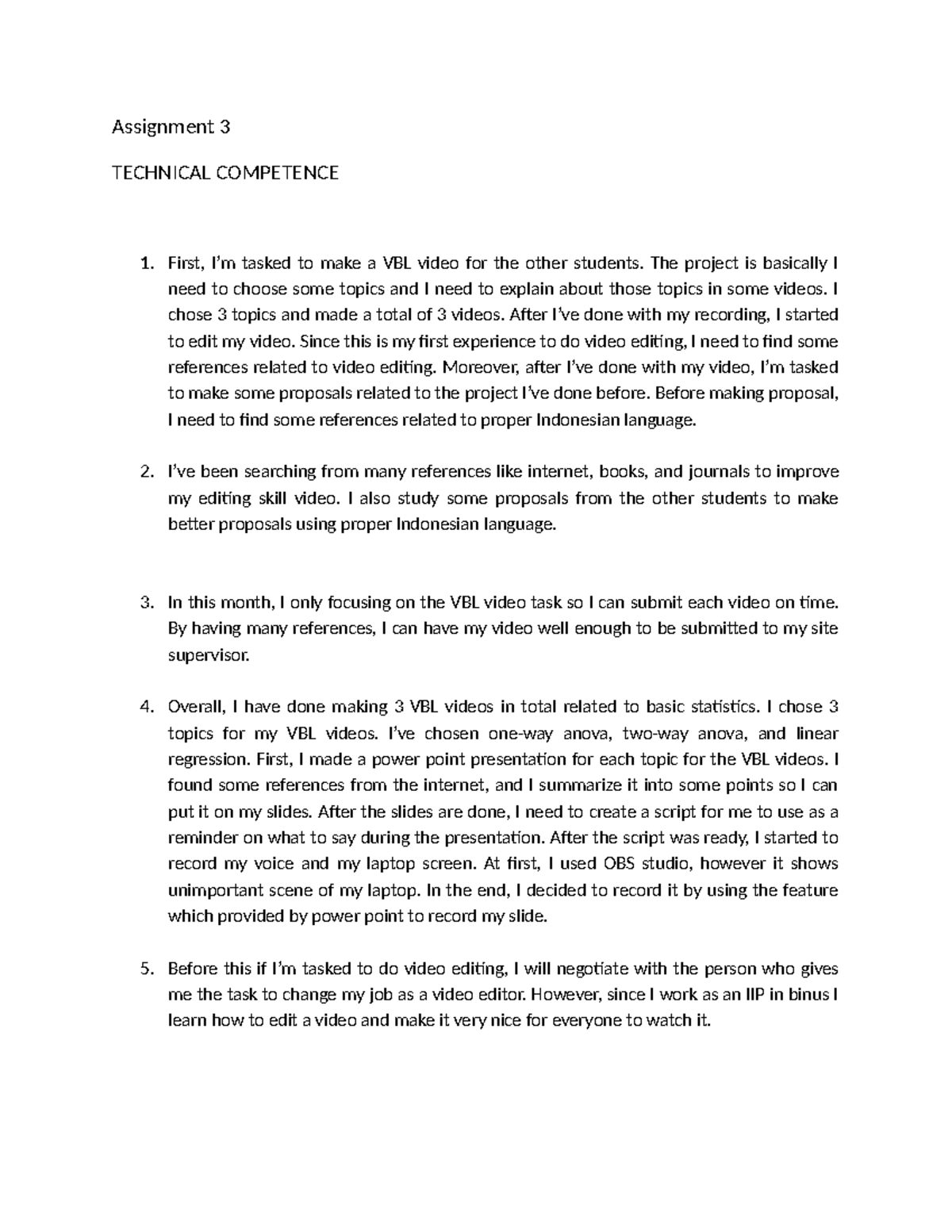 Assignment 3 - TEC: Creating VBL Videos on Statistical Topics - Studocu