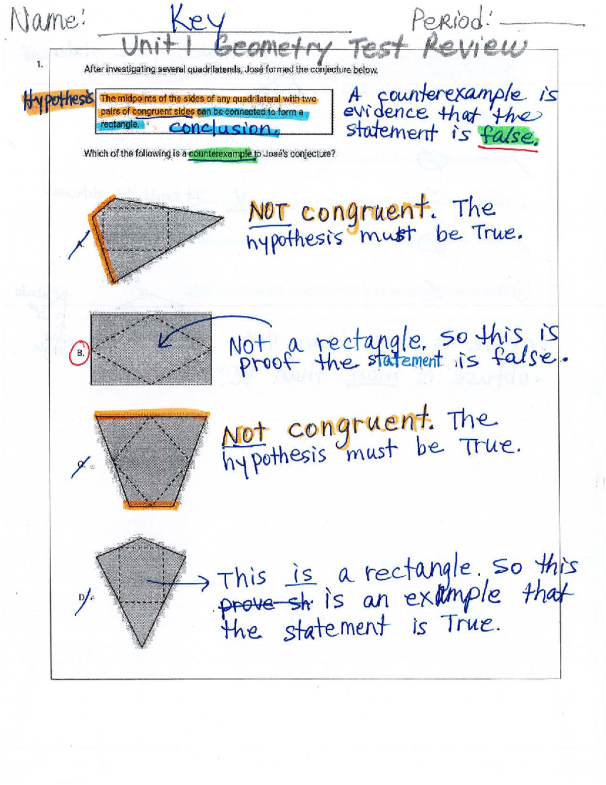 Unit 1 Geometry Test Review Answer Key - Studocu