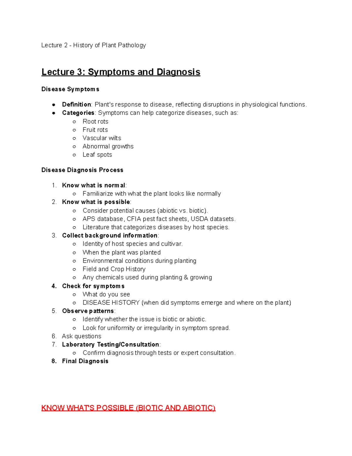 BIO Lab Exam Notes: Understanding Plant Diseases and Pathogens - Studocu
