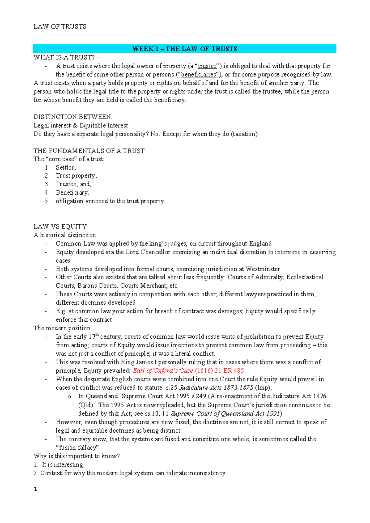 LA3014 Final Exam Notes: Understanding the Law of Trusts - Studocu