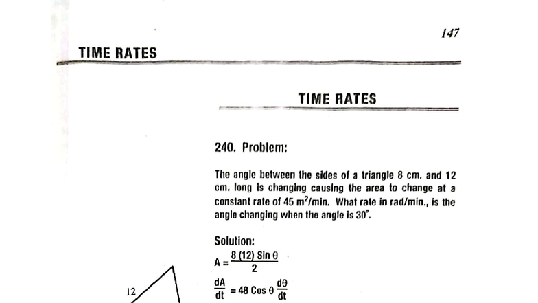 TIME RATES 147-272: Calculus Problems on Related Rates - Studocu