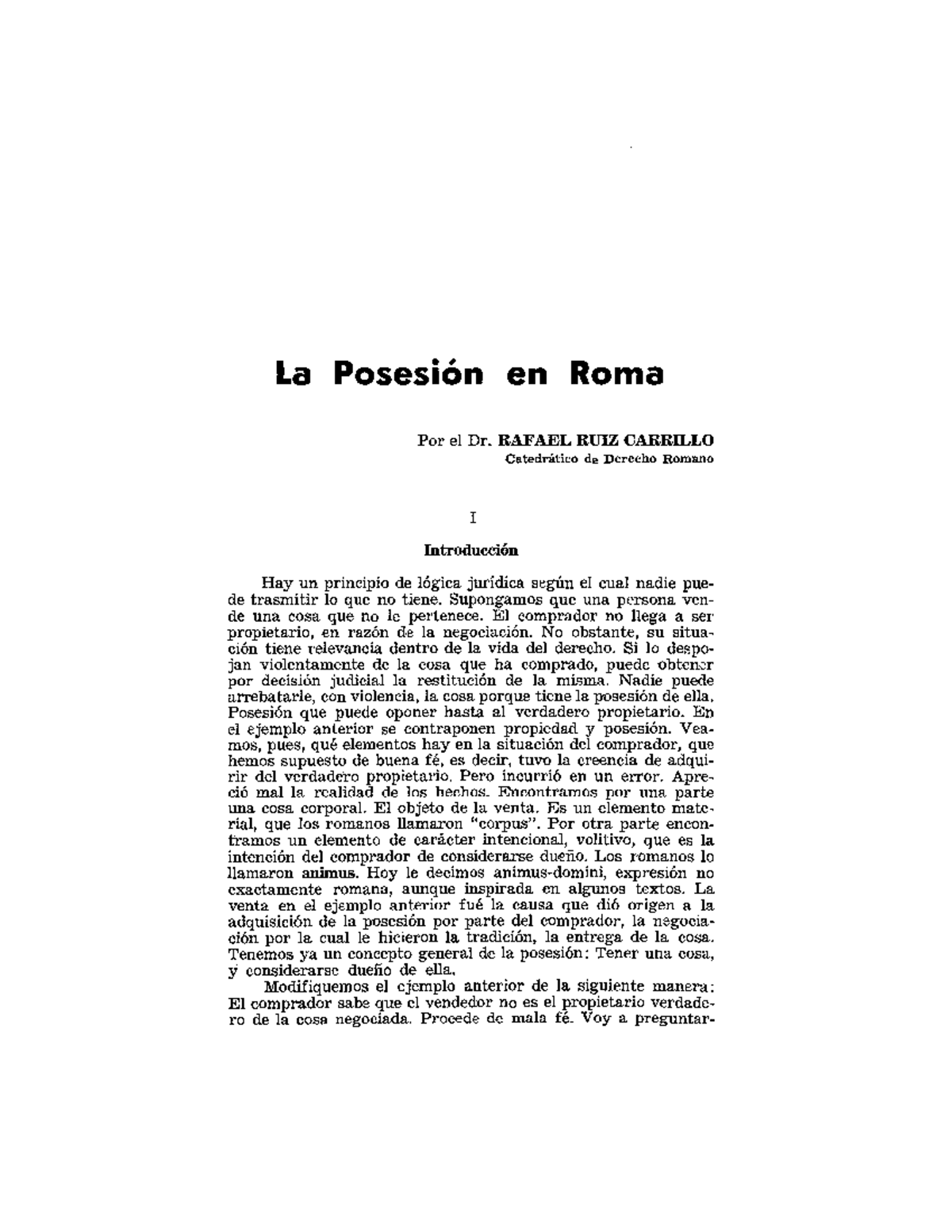 La posesión en Roma - La Posesión en Roma Por el Dr. RAFAEL RUIZ ...