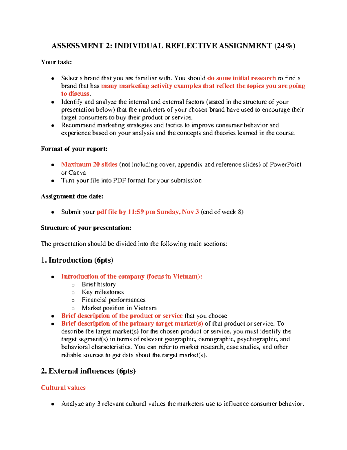 Asm 2 brief - ASSESSMENT 2: INDIVIDUAL REFLECTIVE ASSIGNMENT (24%) Your ...