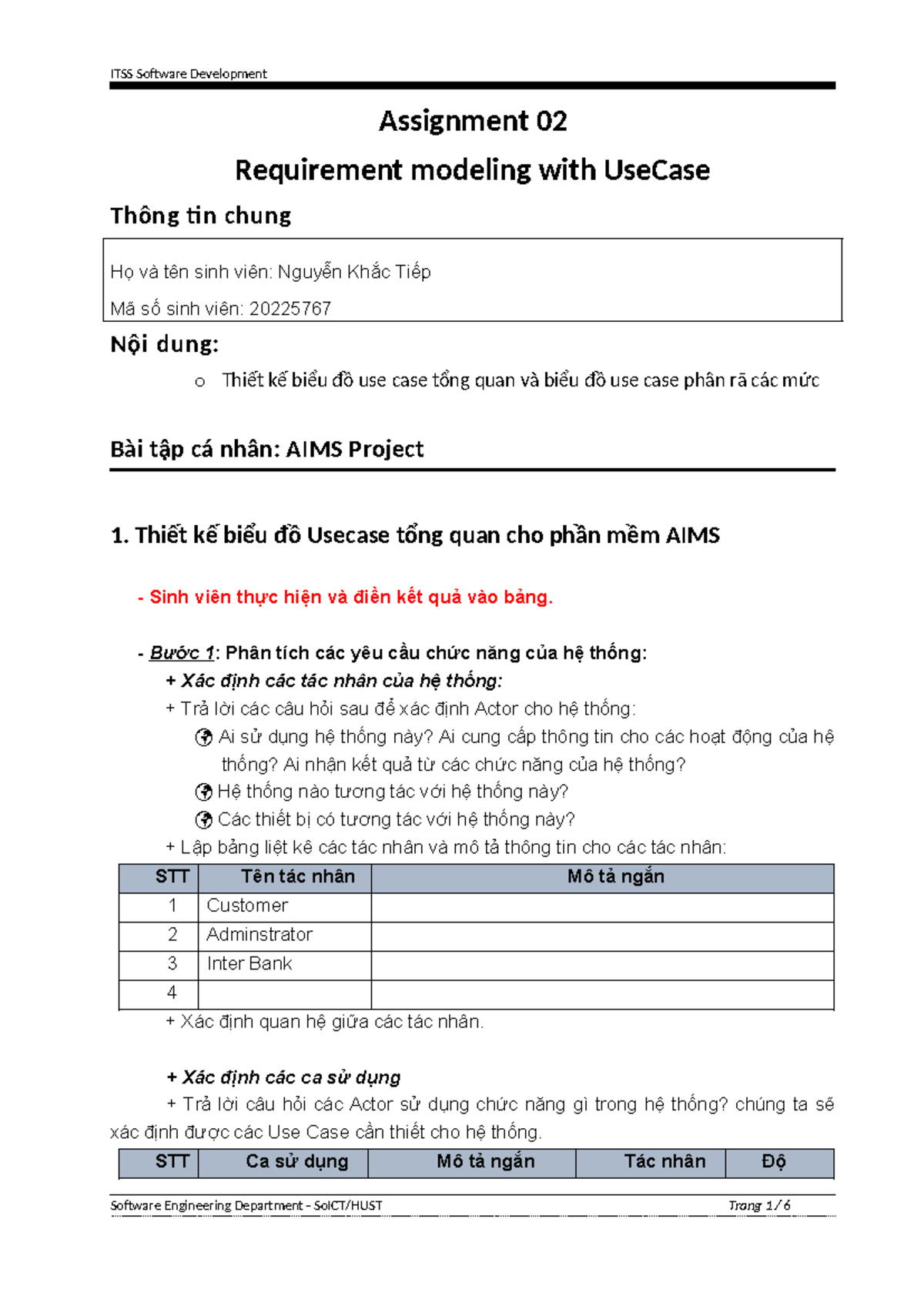 ITSS Software Development Assignment 02: Use Case Requirement Modeling ...