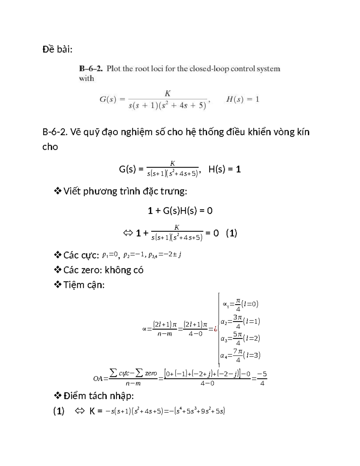 B-6-2 - Homework on Closed-Loop Control System Analysis - Studocu