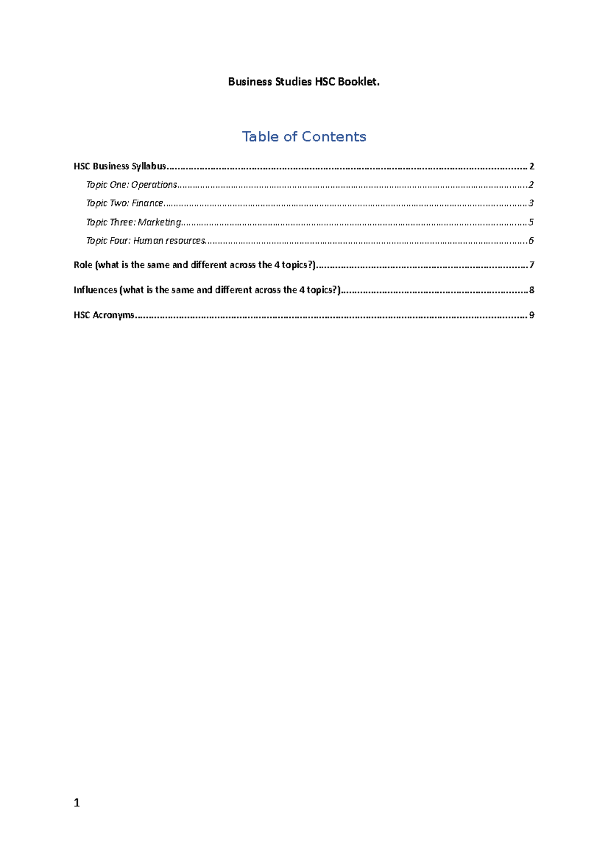HSC Business Studies Syllabus Overview: Key Topics and Insights - Studocu
