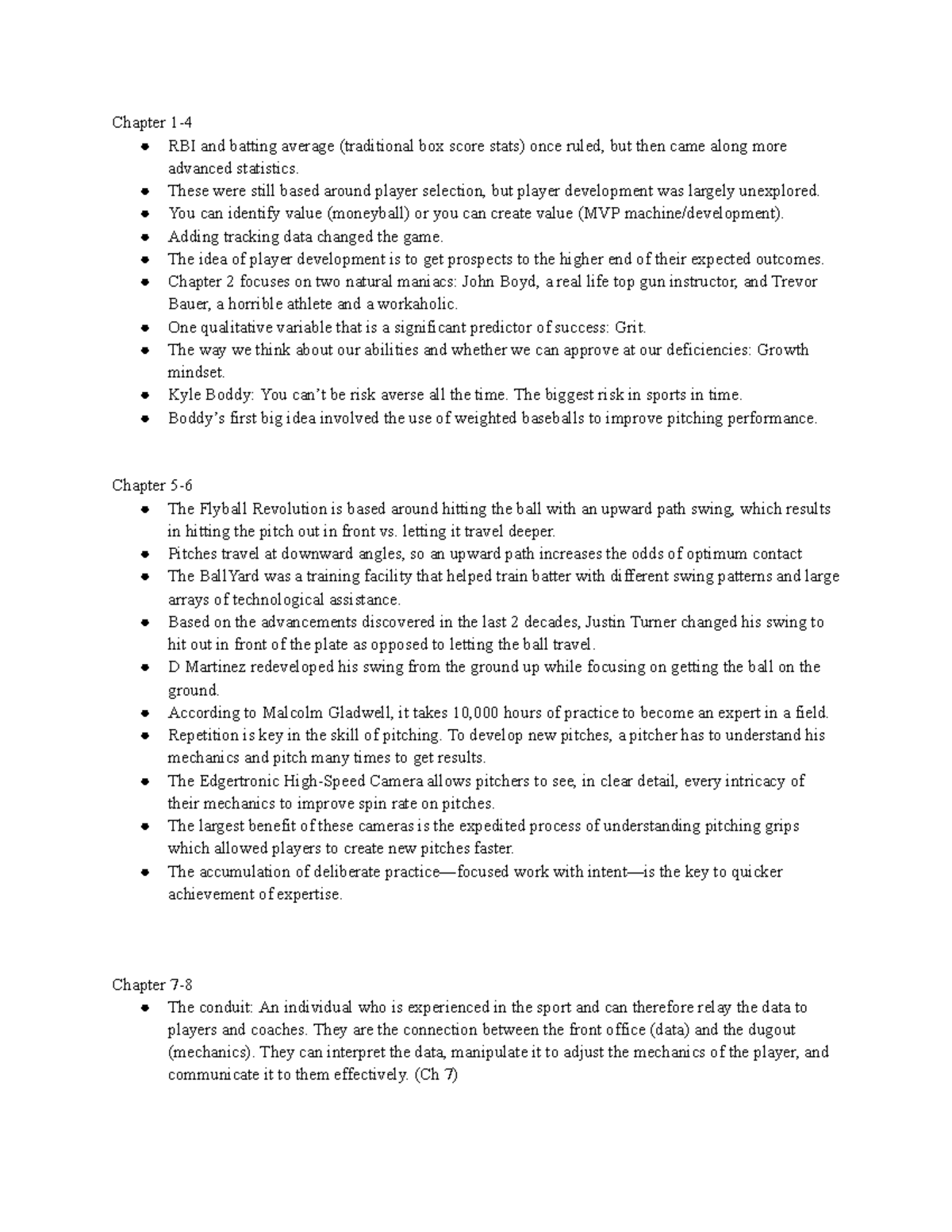 MVP Machine (Ch 2-10) Study Guide: Player Development & Analytics - Studocu