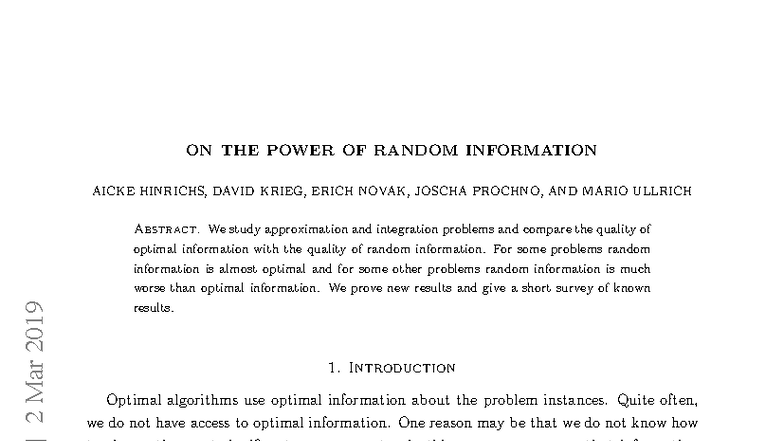 Random Information vs. Optimal Information: Insights and Comparisons ...