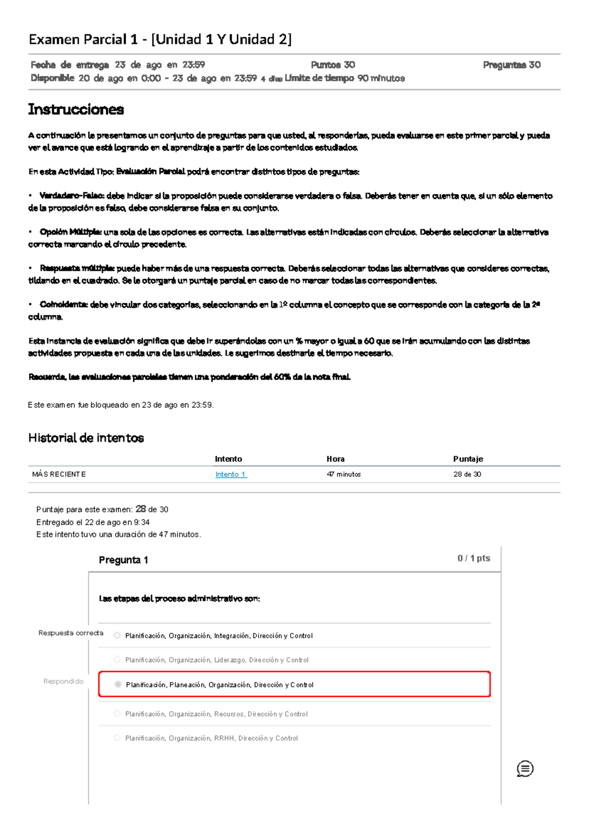 Examen Parcial 1 - [Unidad 1 Y Unidad 2] Administracion II - Examen ...