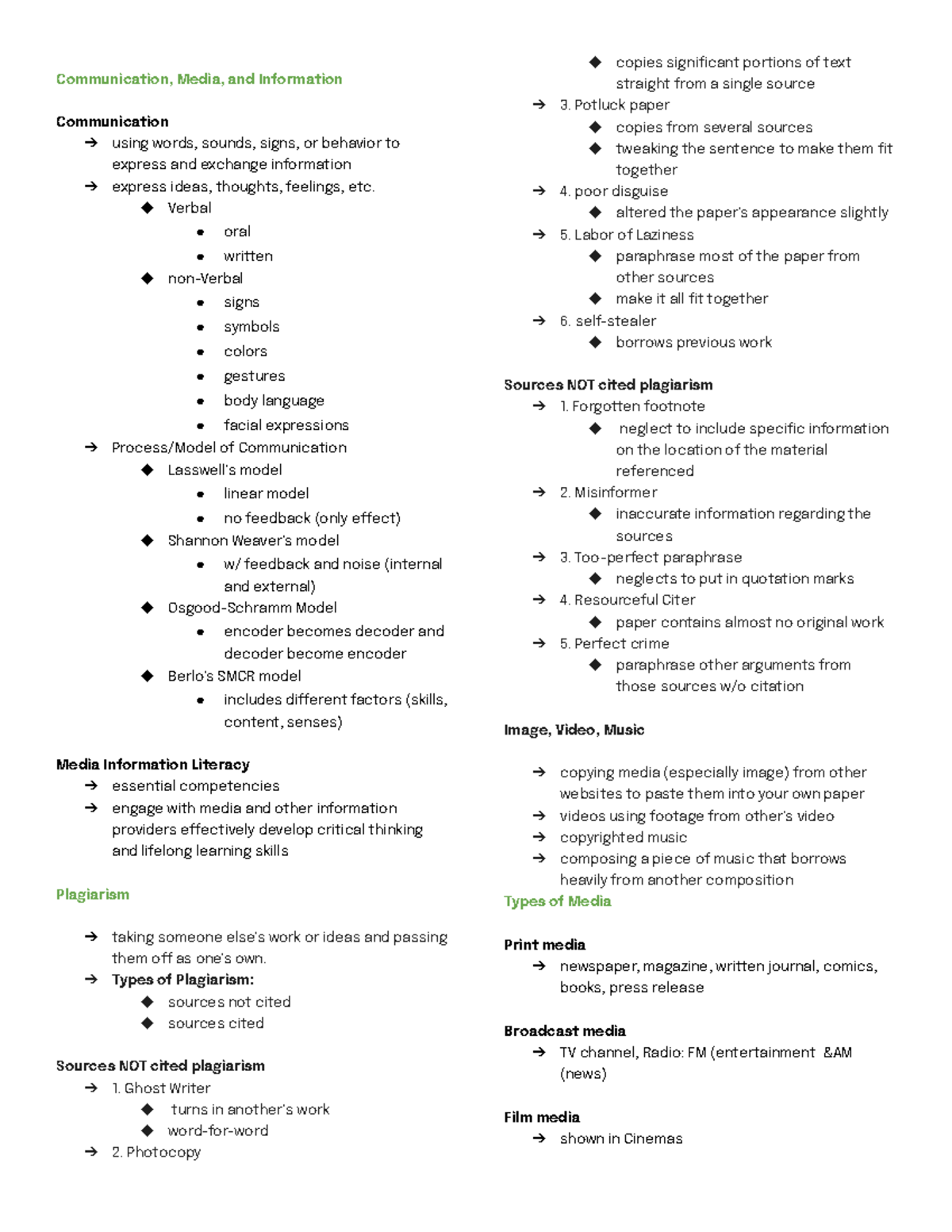 MIL 101: Communication, Media, and Information Review Notes - Studocu