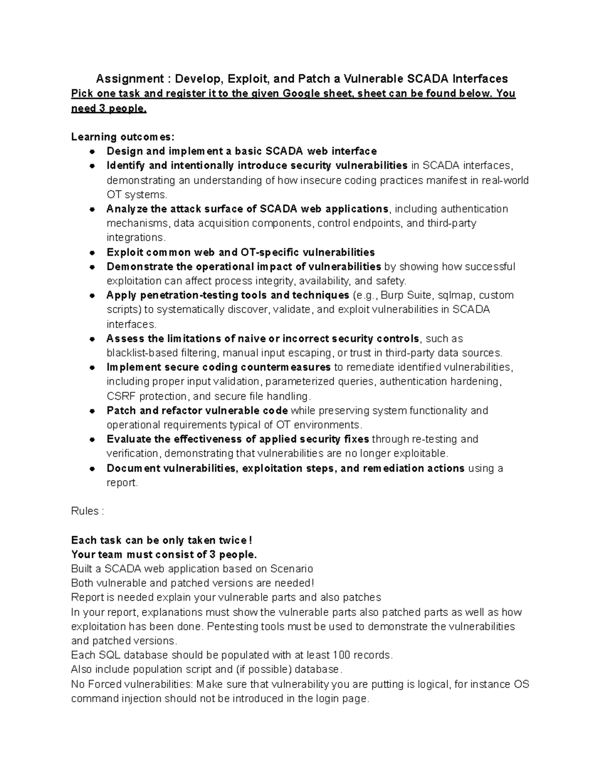 CS 437 Assignment 2025: SCADA Vulnerability Development & Patching ...