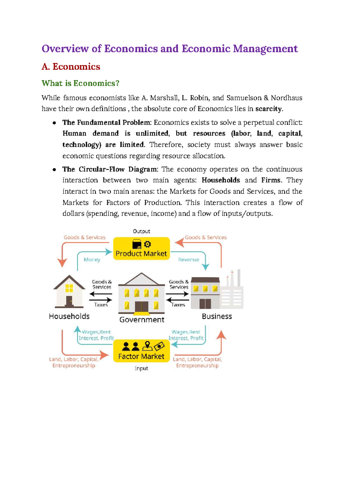 Overview of Economics and Economic Management A: Key Concepts and ...