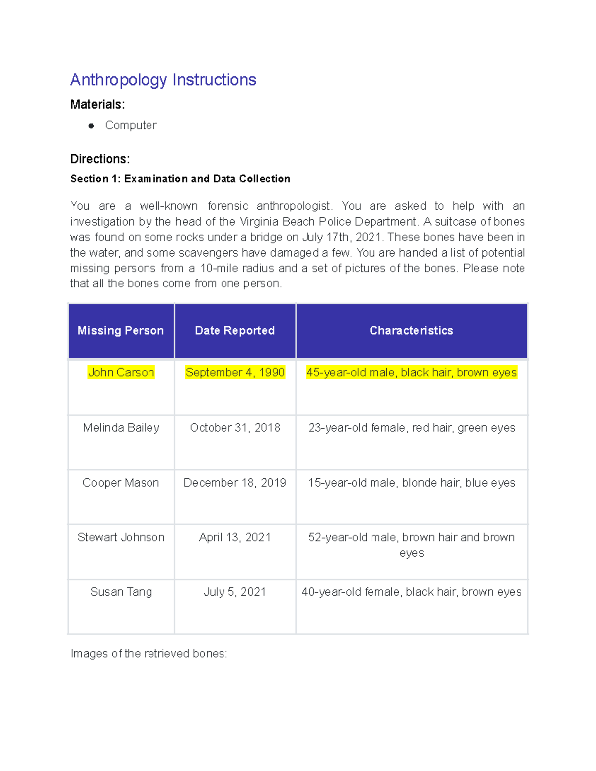 FS 5.03 Forensic Anthropology: Examination & Identification of Skeletal Remains - Document Preview