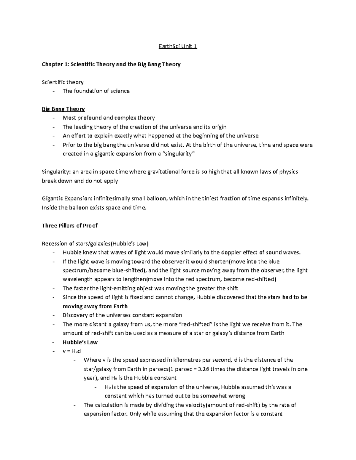 Earth Sci Unit 1 - Chapter 1 notes and summary of lecture content ...