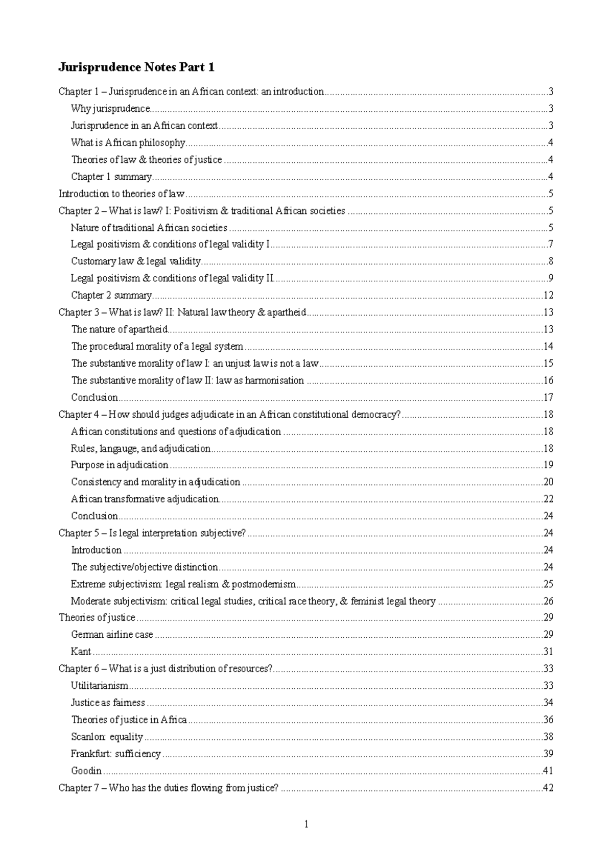 Jurisprudence Notes: Key Concepts & Theories in African Context - Studocu