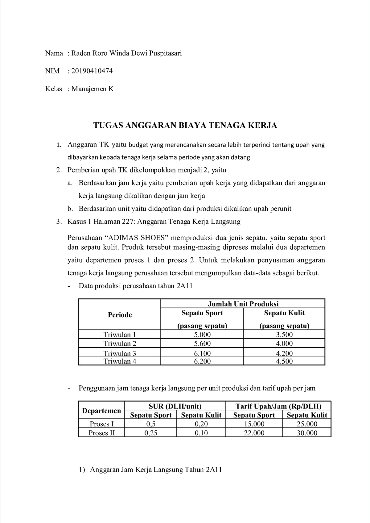Tugas Anggaran Biaya Tenaga Kerja - Raden Roro Winda 2019 (0410474 ...