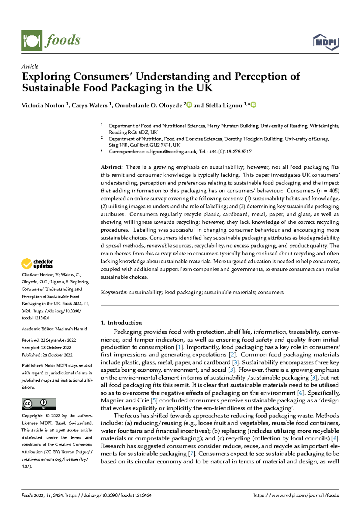 Exploring Consumers' Understanding of Sustainable Food Packaging in the ...