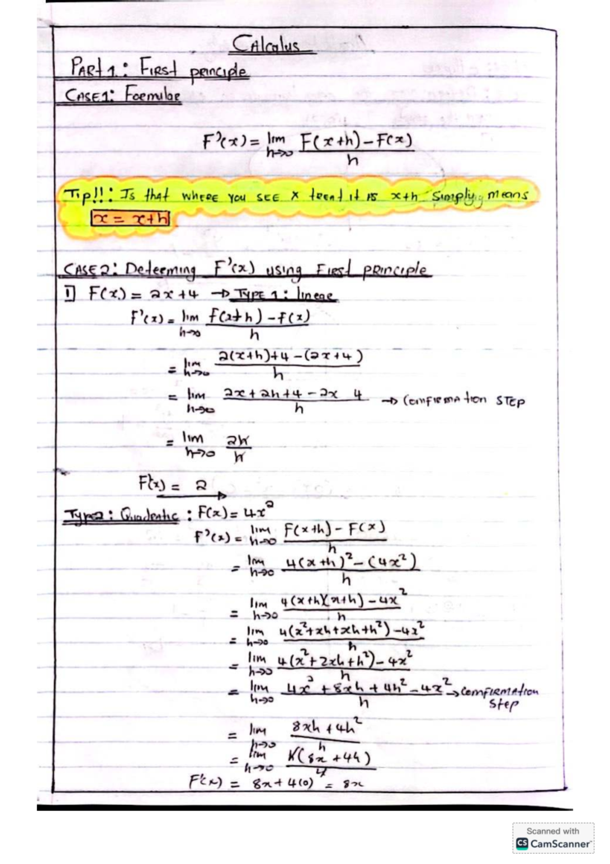 Calculus A: First Principles and Derivatives Overview - Studocu
