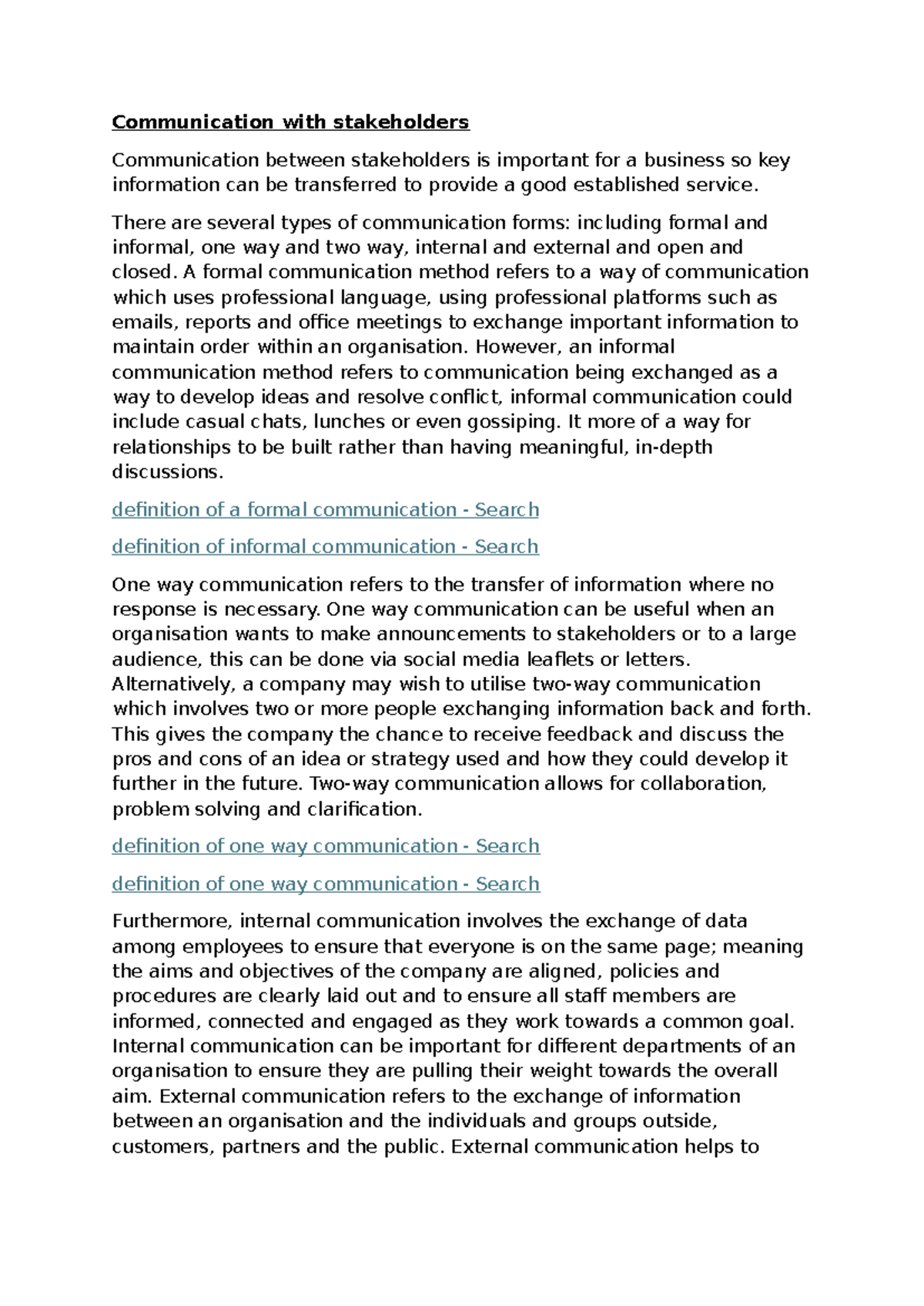 Effective Communication Strategies with Stakeholders - Studocu