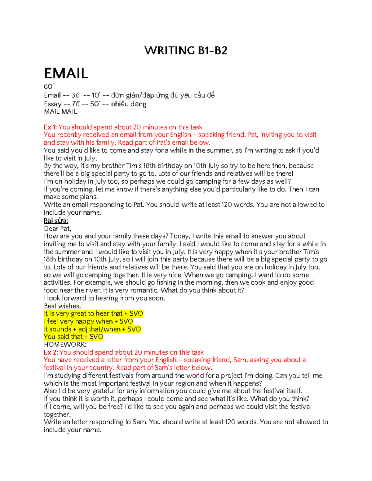Email Writing Practice for Essay Tasks (ENG 101) - Studocu