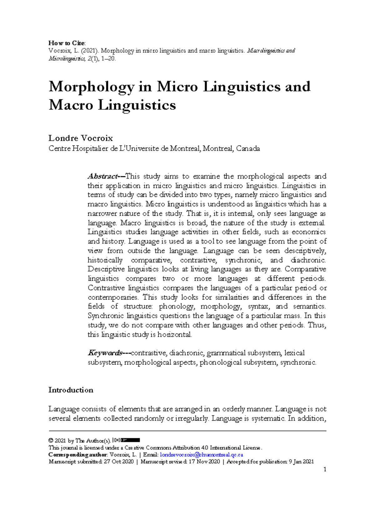Linguistics Lecture: Morphology in Micro and Macro Linguistics (LNG101 ...