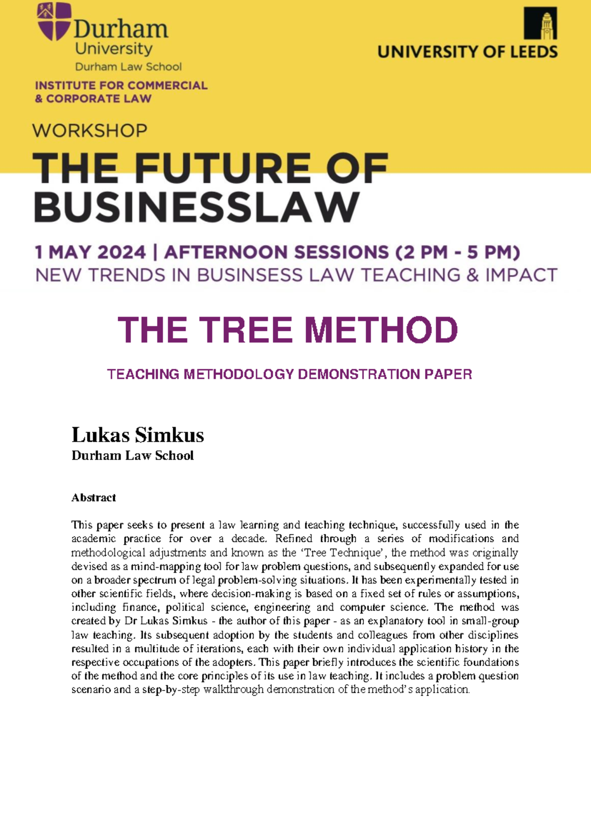 The Tree Method in Legal Education: A Teaching Methodology Paper - Studocu