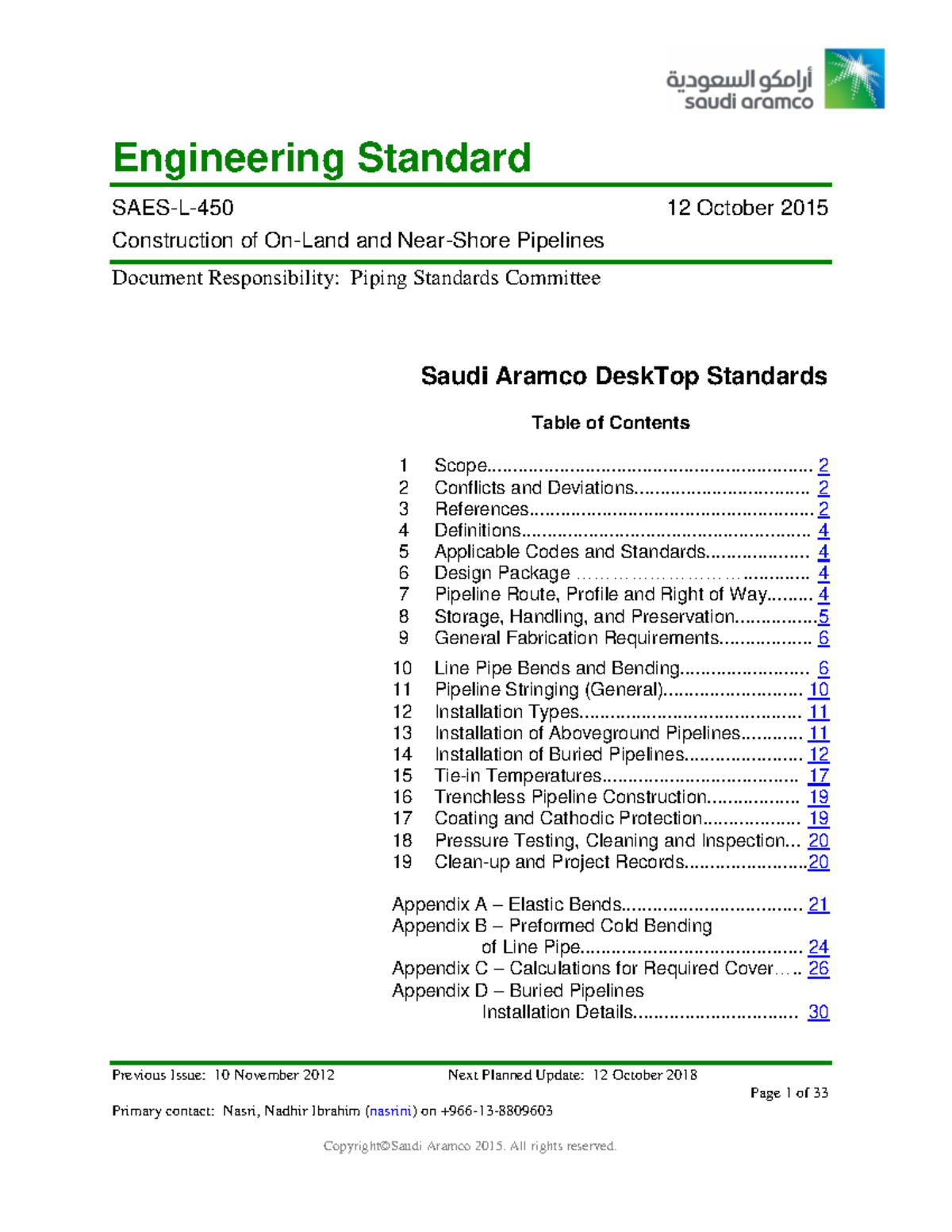 SAES-L-450 - Standards for On-Land and Near-Shore Pipeline Construction ...