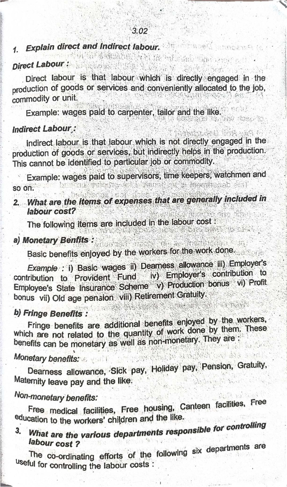 Cost Accounting Unit 3: Direct and Indirect Labour Explained - Studocu