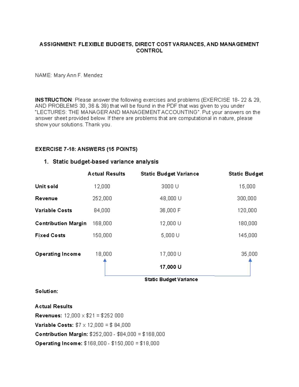 Assignment 111: Flexible Budgets and Cost Variance Analysis - Studocu