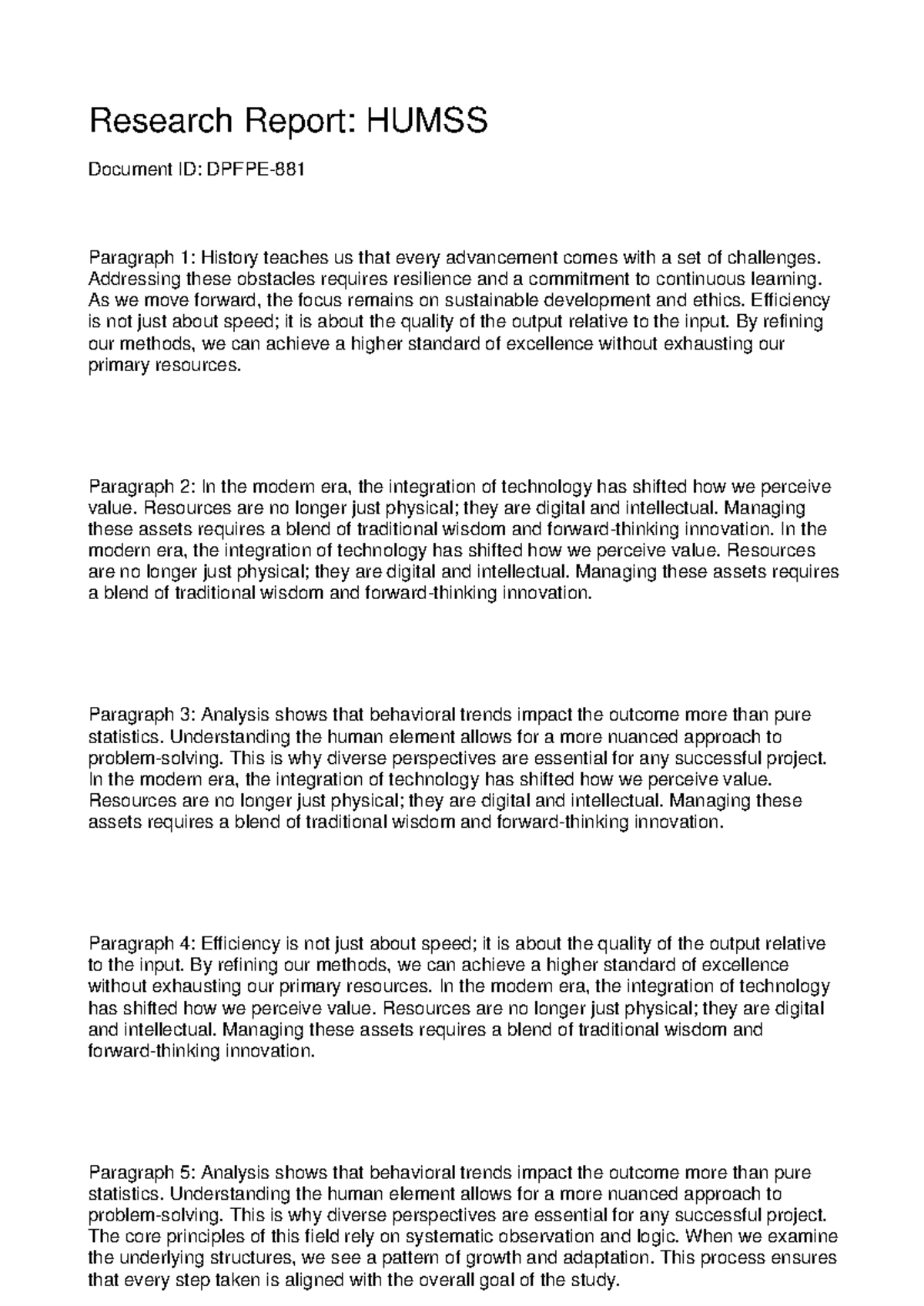 Research Report: HUMSS - Exploring Challenges in Sustainable ...