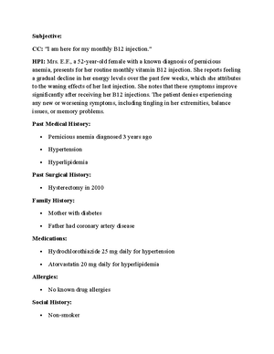 Soapnoteadhd - Soap note assignment NP - Subjective: CC: 
