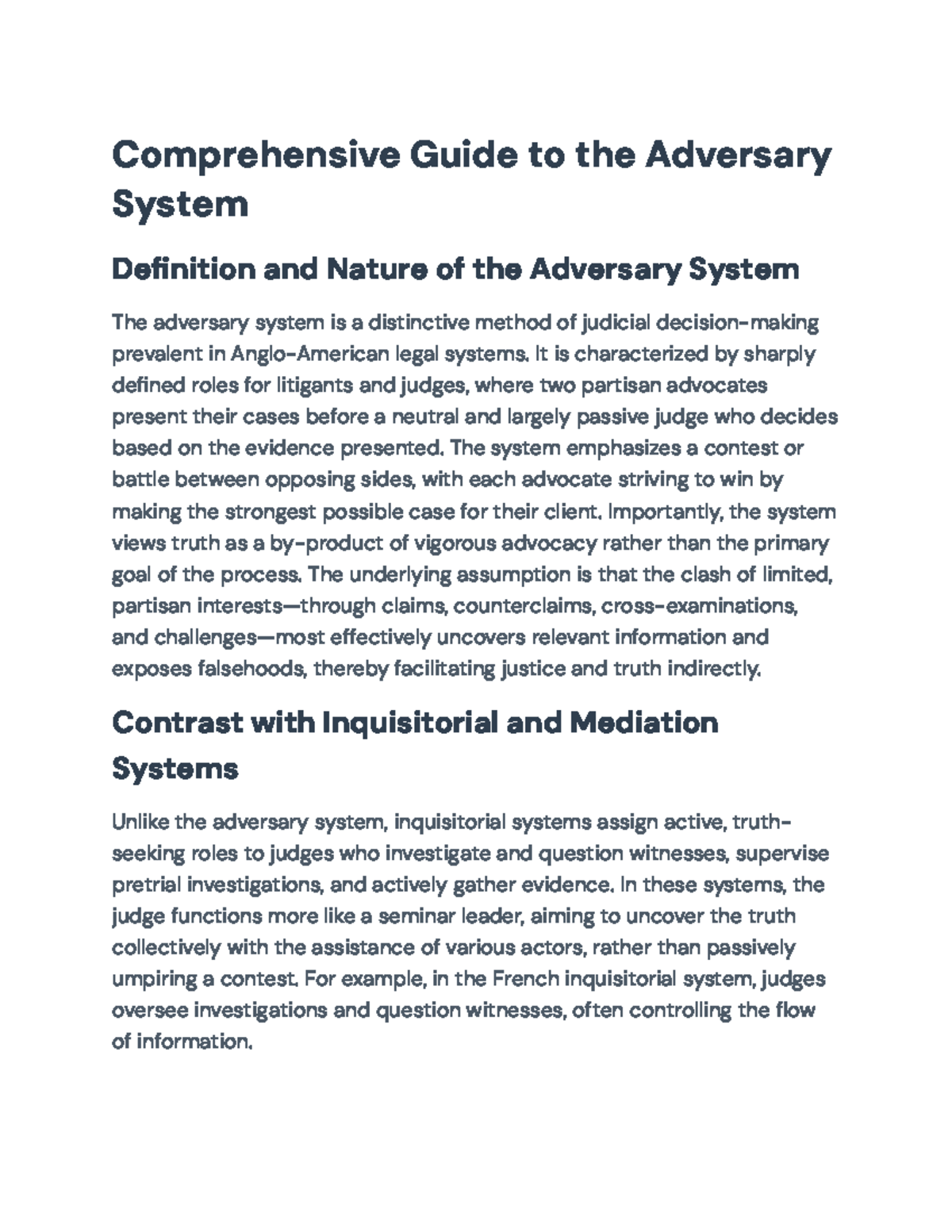 Comprehensive Analysis of the Adversary System in Criminal Justice ...