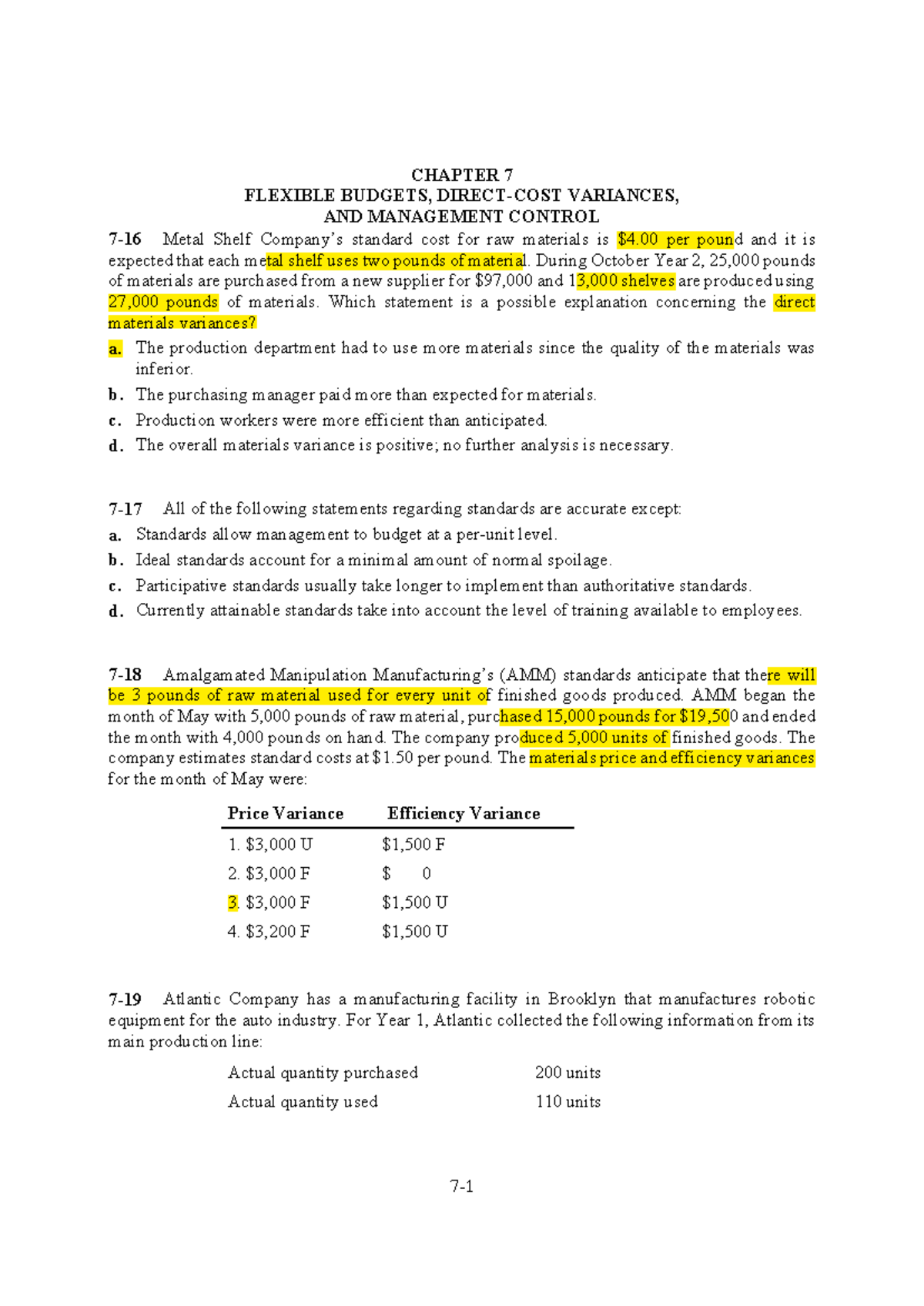 Chapter 7: Flexible Budgets and Direct-Cost Variances Tutorial 7 - Studocu