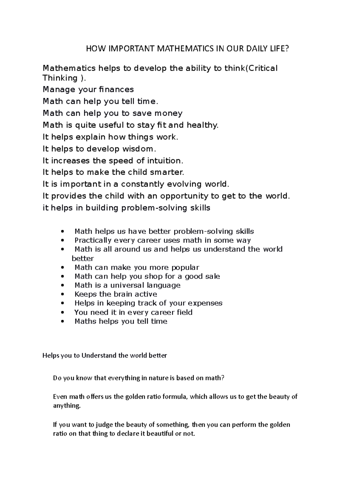 What Is The Importance Of Mathematics