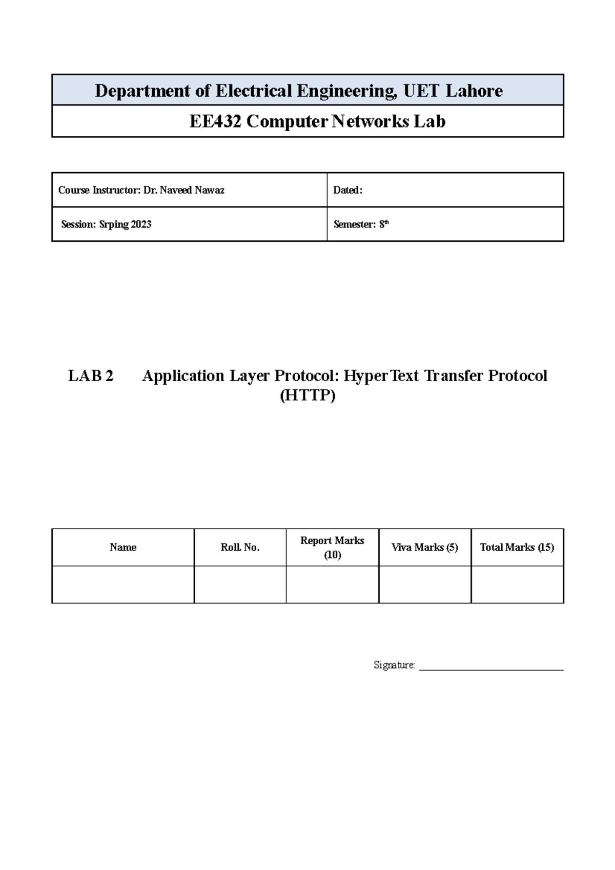 Lab 2-EE432 Computer Networks - Department of Electrical Engineering ...