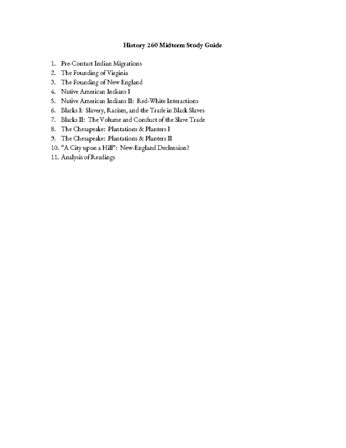 History 260 Midterm Exam Study Notes: Key Concepts & Events - Studocu