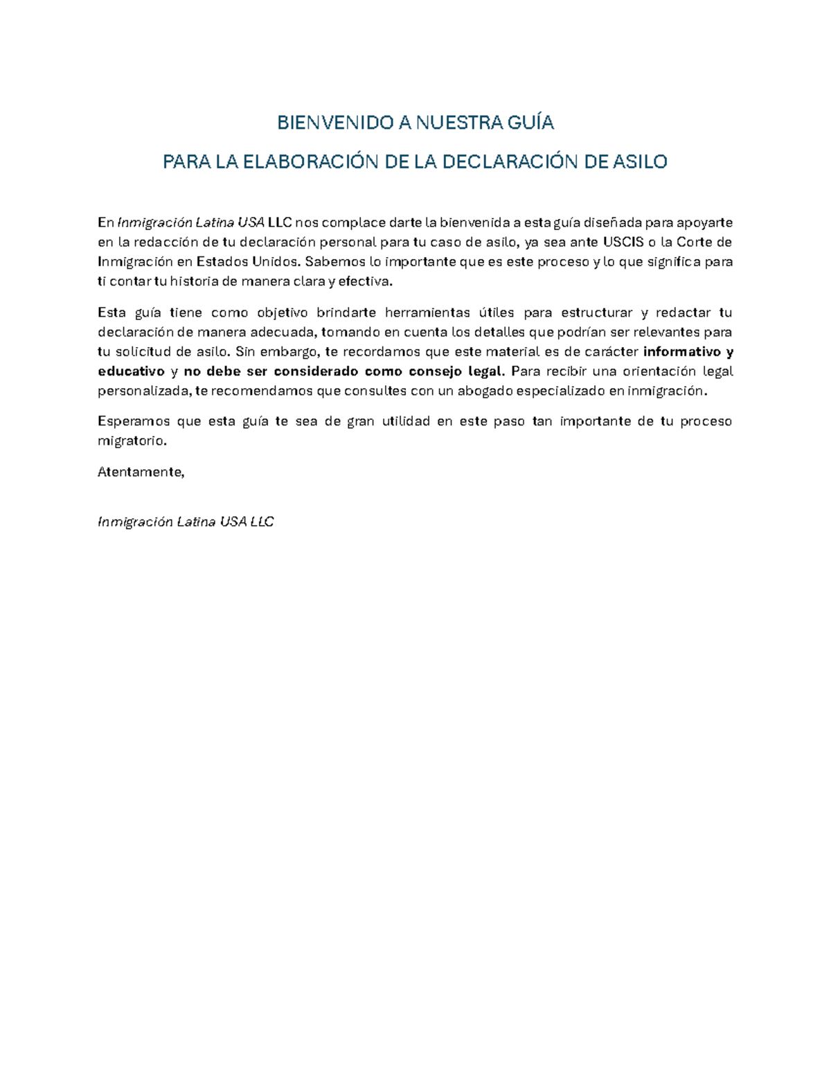 GUIA Elaboracion Declaracion Asilo - BIENVENIDO A NUESTRA GUÍA PARA LA ...