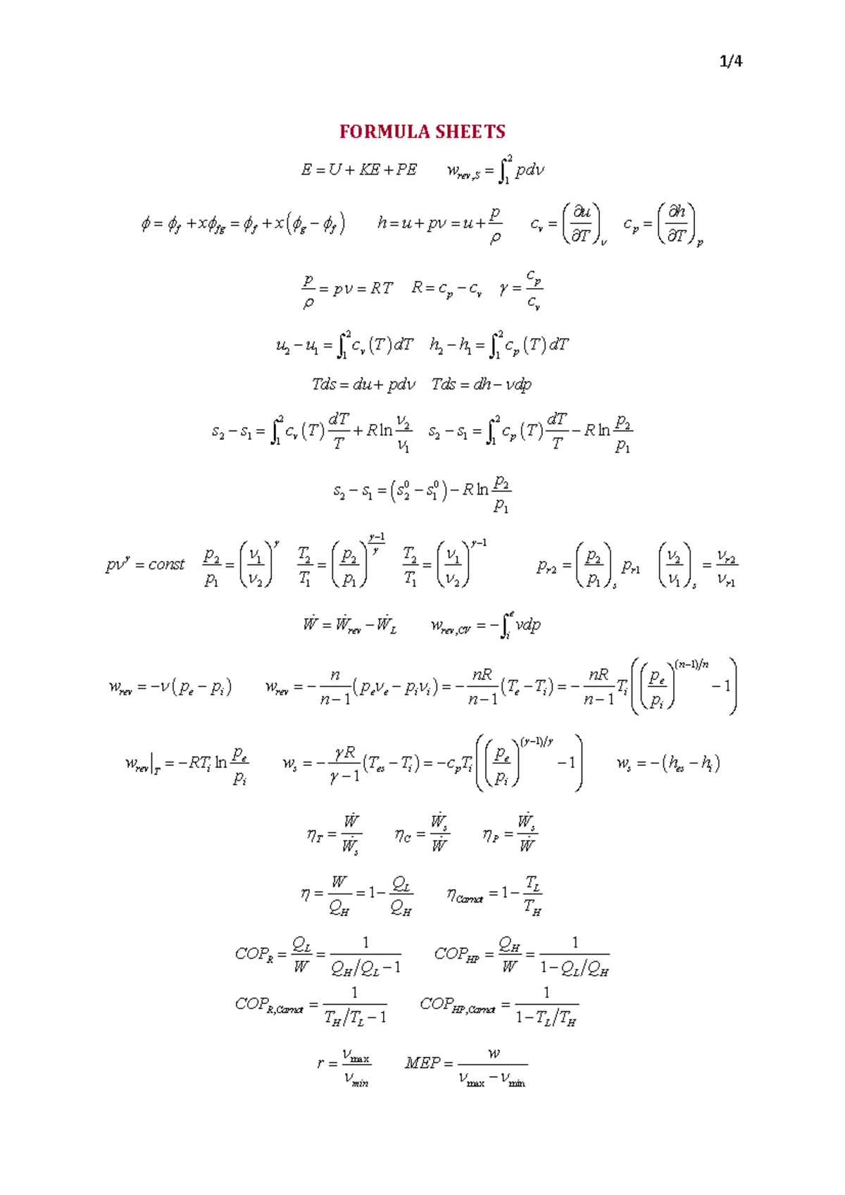 MEC3077F Thermofluids II Supplementary Exam Notes - Jan 2023 - Studocu