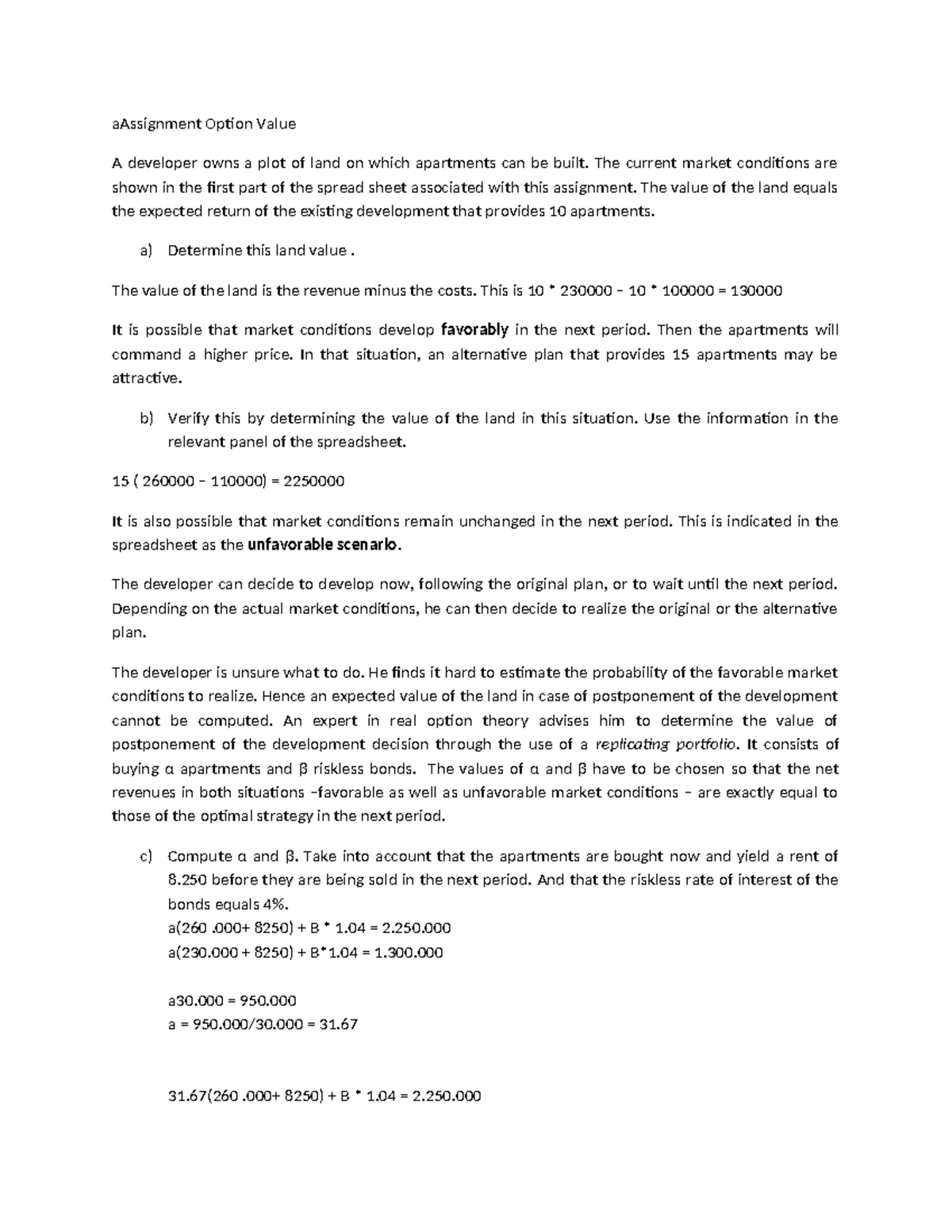 Assignment 4 - Option Value Analysis - 2023 - Studeersnel