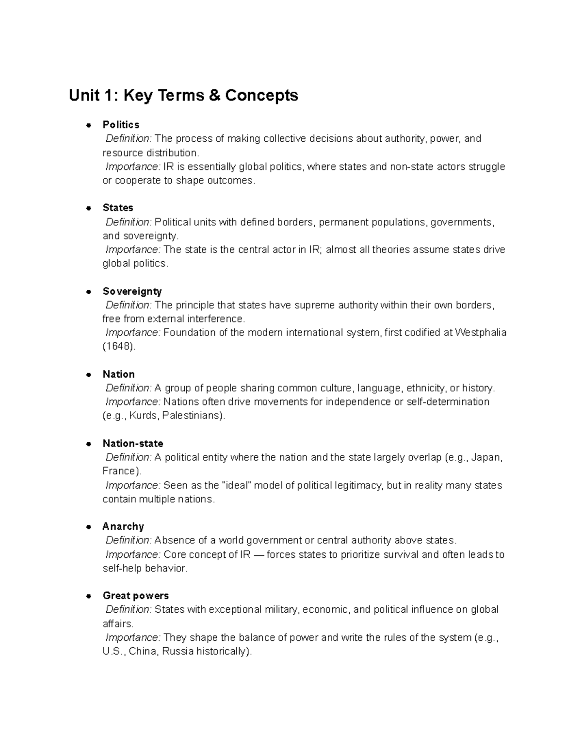 International Relations Theories: Key Concepts & Definitions (IR 101 ...