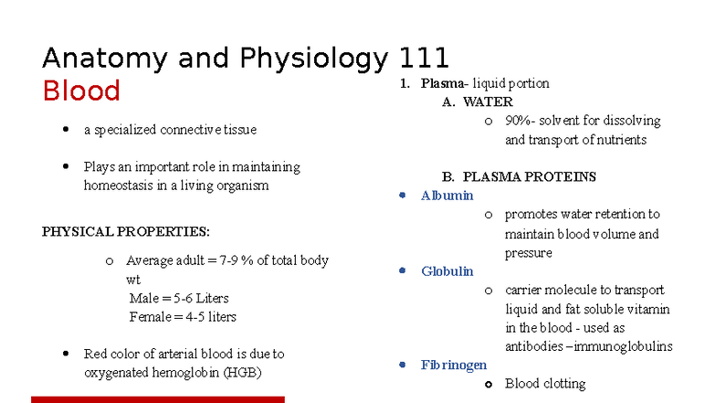 Blood 111: Anatomy and Physiology of Blood Components and Functions ...