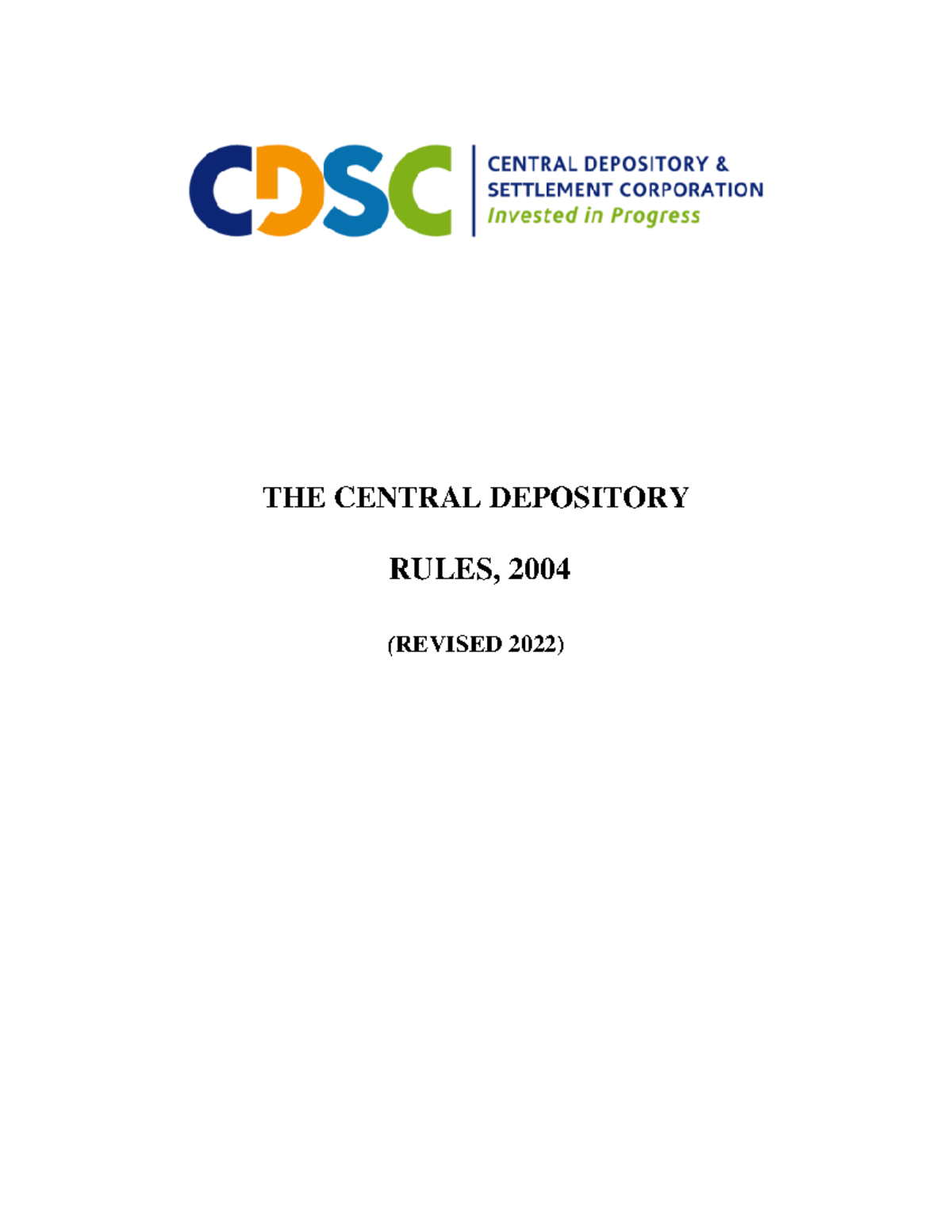Revised Central Depository Rules for Agents (2004, Rev. 2022) - Studocu