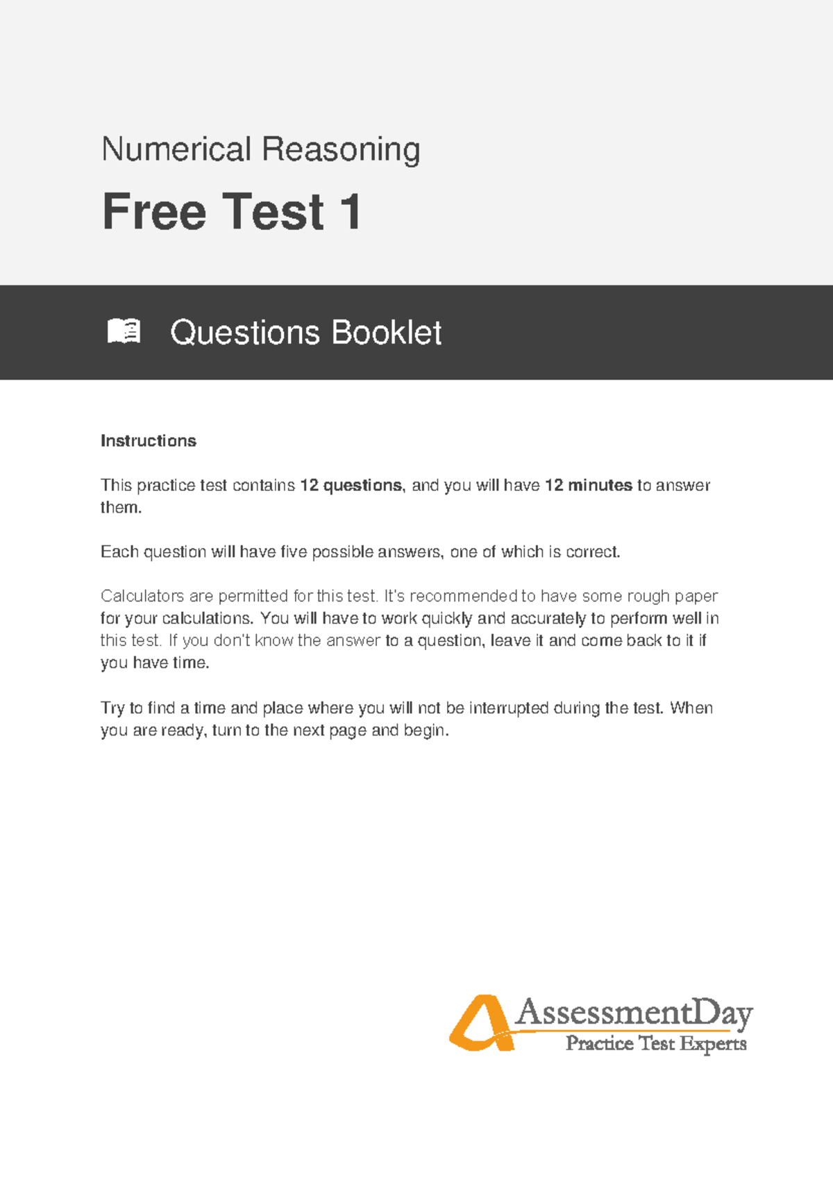 Numerical Reasoning Test 1: 12 Questions Practice for Success - Studocu